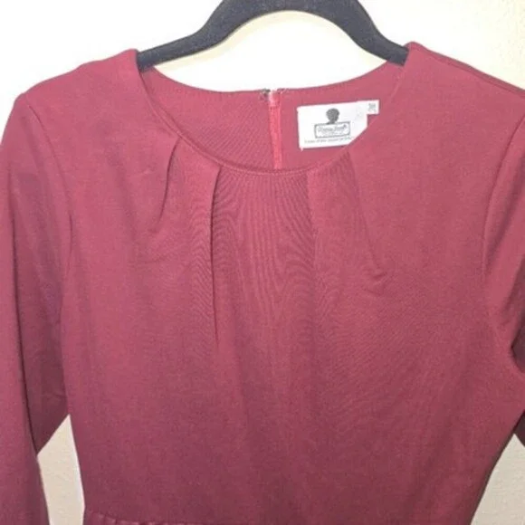 Dainty Jewell’s Burgundy Modest Midi Dress Women’s M Long Sleeve Fit & Flare - Picture 6 of 10